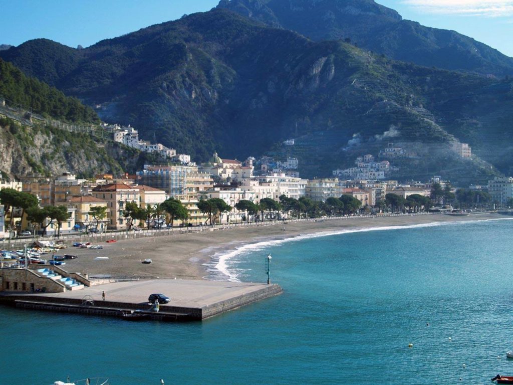 sea harbor maiori italy best angle for photos pier town mountains morning composition amalfi coast