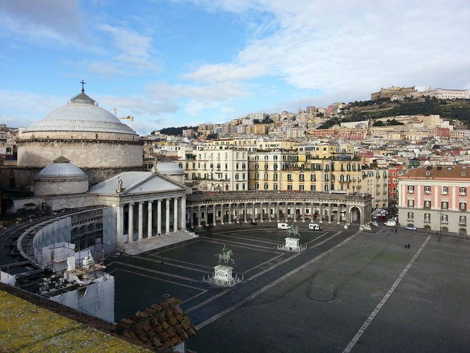 piazza plebiscito napoli photo spots featuring the massive semi-circular colonnade and historic royal palace cleanly